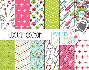 Medical Digital Paper - "Doctor Doctor" - seamless patterns that are great for pandemic projects!