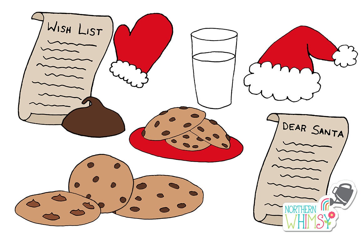 Christmas Clip Art Milk and Cookies for Santa milk | Etsy
