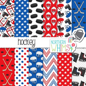 Hockey Digital Paper sports seamless patterns image 1