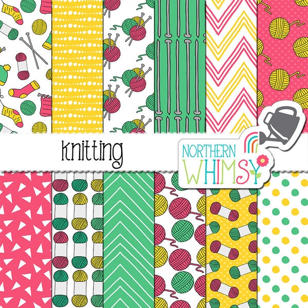 Craft Digital Paper - "Knitting" seamless patterns