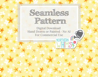 Spring Floral Seamless Pattern for Commercial Use - Small Ditzy Yellow Flower Pattern