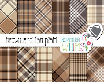 Neutral Digital Paper - "Brown and Tan Plaid"