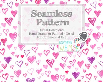Pink & Purple Valentine's Day Hearts - Seamless Pattern for Commercial Use
