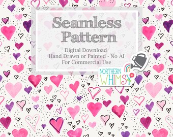 Grunge Valentine's Day Hearts - Hand Drawn Seamless Pattern for Commercial Use