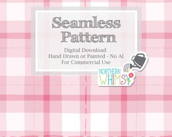 Pink Plaid Seamless Pattern for Commercial Use - Hand Drawn Valentine's Day Plaid