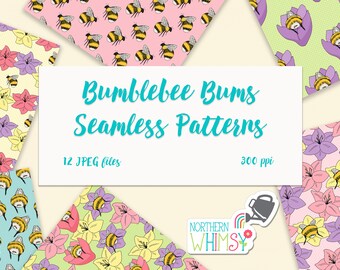 Bee Digital Paper - "Bumblebee Bums" - seamless spring patterns