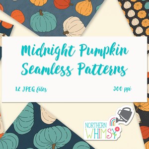 Midnight Pumpkins Digital Paper thanksgiving / autumn seamless patterns image 1