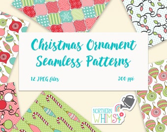 Christmas Seamless Patterns - "Christmas Ornaments" digital paper