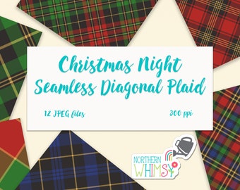 Christmas Digital Paper - Seamless Diagonal Plaid