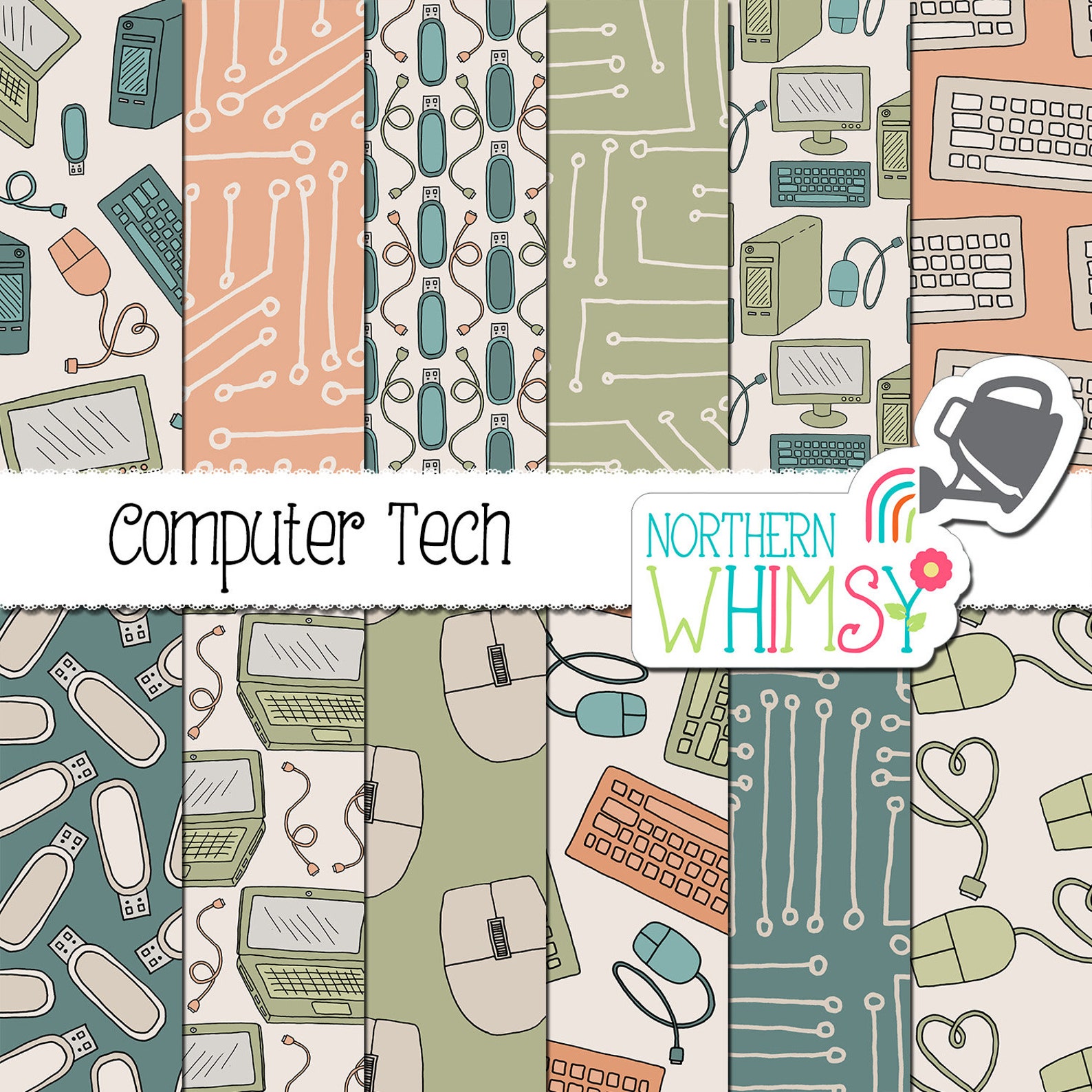 Computer Science & Tech Seamless Patterns | Etsy