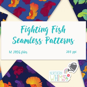 Fighting Fish Digital Paper - Betta seamless patterns