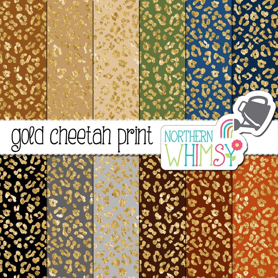 Cheetah Print Digital Paper Gold foil leopard print | Etsy