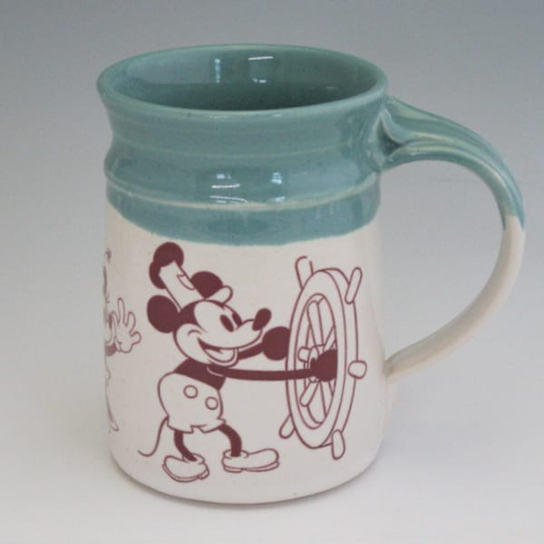 Steamboat Willie Mug, Micky Mouse mug, Minnie Mouse Mug, handmade ceramic mug