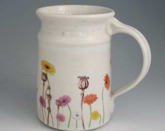 Daisy Mug, hand crafted mug,