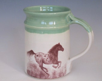 Hand-thrown Stoneware Horse Mug, Cobalt Blue Glaze