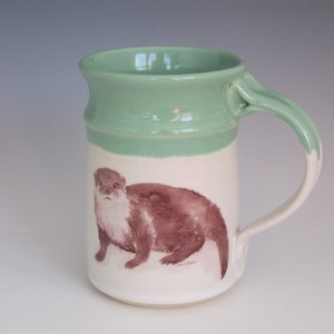 Otter Pottery Mug, coffe mug, ceramic mug, animal mug