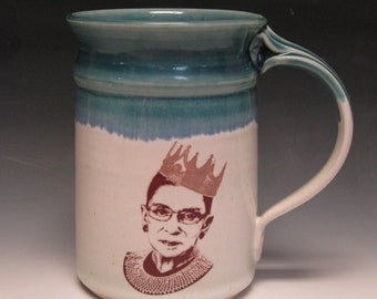 Hand-Thrown RBG Stoneware Mug: Ruth Bader Ginsburg Portrait