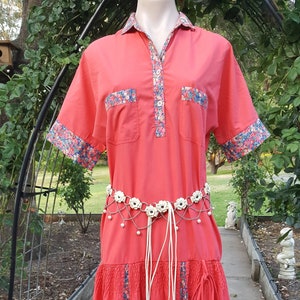 Vintage ** 60&#39;s 70&#39;s ** Folk ** Festival ** Shirred ** Maxi **  Dress ** Vintage Sizing SSW ***  AUS/XL **