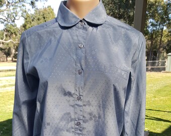 Vintage ** 80/'s ** Embossed ** Button Front ** Pocket ** Prairie ** Country ** Grunge ** Preppie ** Shirt ** Blouse ** SM