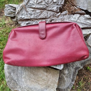 Vintage **70er Jahre **Italienische** Große **Weinrote**Leder Clutch**Tasche