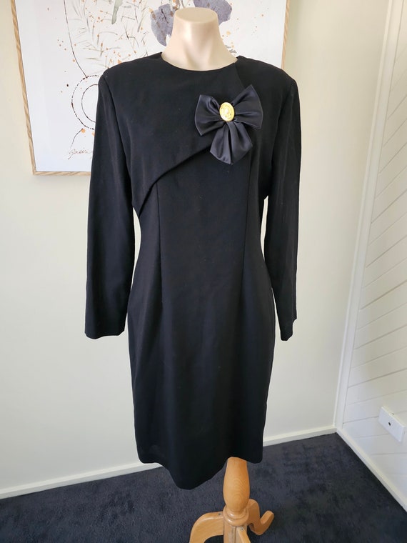 anthea crawford black dress Anthea Crawford Dress Velour Size 16 New Black Stretchy COLD SHOULDER RRP$499