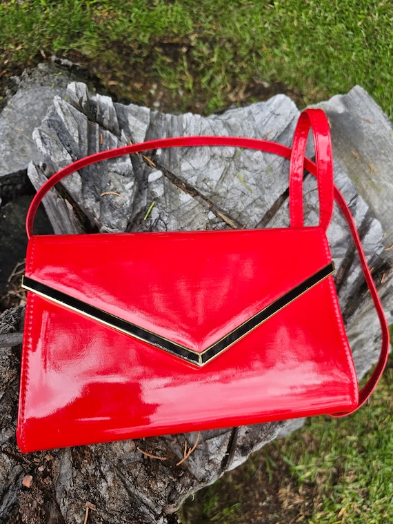 Vintage ** 70s / 80s ** Single Flap ** Red Patent… - image 1