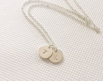 Sterling silver double initial necklace, personalised necklae, gifts for her, gift for couple, gifts for mum, anniversary gift, monogram