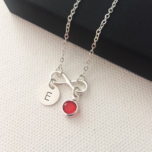 Personalised necklace, initial with birthstone, infinity necklace, gifts for her, birthday gift, necklaces for women, custom jewellery, gift