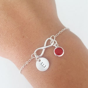 Personalised initial bracelet, infinity bracelet, birthstone bracelet, personalised jewellery, gifts for her, couples gift, gifts for mum
