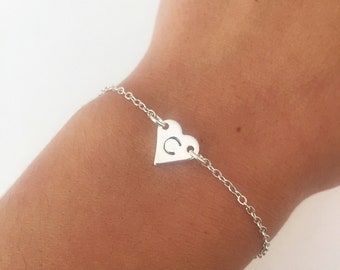 Personalised heart bracelet, initial bracelet, charm bracelet, gifts for her, gifts for mum, friendship bracelet, bridesmaid bracelet, gift