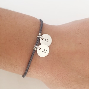 Personalised jewellery, double initial bracelet, charm bracelet, gifts for her, gifts for mum, friendship bracelet, tiny disc bracelet, gift