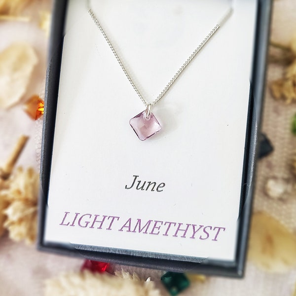 Personalised gift, Birthstone necklace, Minimal necklace, Gifts for her, Christmas gift, Couples gift, anniversary gift, June birthstone
