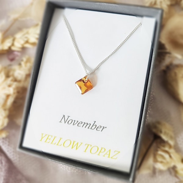 Sterling Silver Birthstone Necklace – Personalized Crystal Jewelry