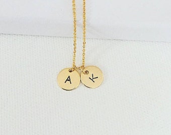 Double initial necklace, gold rose gold silver necklace, personalised gift, gifts for her, gifts for mum, gift for sister, monogram necklace