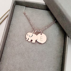 Elephant charm & initial necklace, personalised necklace, monogram, charm necklace, gifts for her,gift for mum, custom jewellery, gift ideas