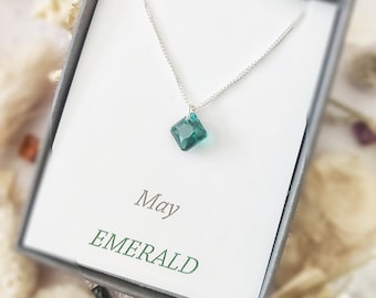 Dainty birthstone necklace, Crystal, Gifts for women, Birthday gift, Christmas gift, Anniversary gift, Mum gift, Bridesmaid, May Birthstone