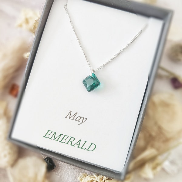 Dainty birthstone necklace, Crystal, Gifts for women, Birthday gift, Christmas gift, Anniversary gift, Mum gift, Bridesmaid, May Birthstone