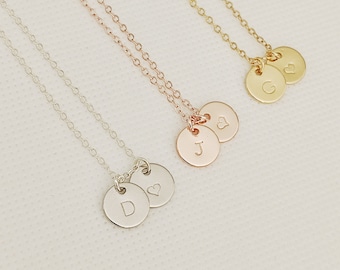 collana iniziale e cuore, gioielli personalizzati, collana personalizzata, regali per lei, regali per coppia, collana damigella d'onore, regalo collana mamma