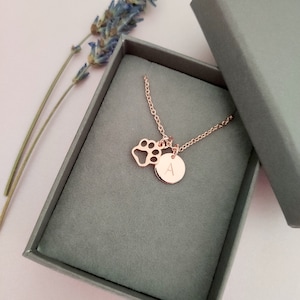 Paw necklace, personalised necklace, dog lovers gifts, paw with initial, gifts for her, gifts for him, Custom jewellery, paw charm jewellery image 3