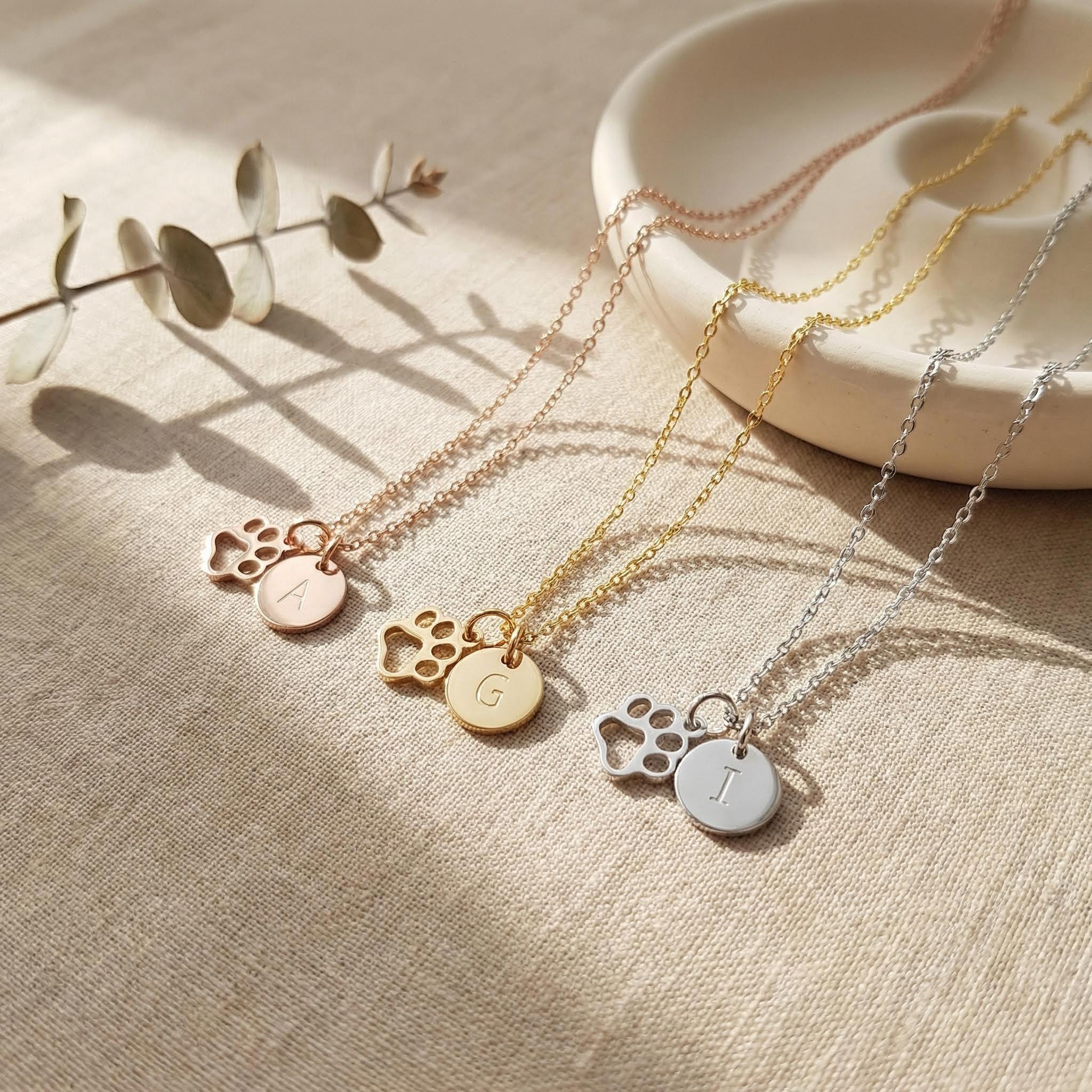 Personalizzato Nome Zampa Stampa Collana Ciondolo A Forma Di Cuore Gioielli Commemorativi Per Amante Degli Animali Domestici