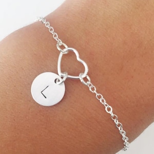 initial bracelet, personalized jewelry, gifts for her, gift for women, gift for mum, gift for couple, bridesmaid gift, charm bracelet, heart
