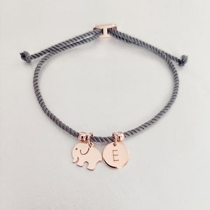 Elephant charm bracelet, initial bracelet,personalised gifts, gifts for her, gift ideas, couples gift, mum gift, friendship bracelet, gift