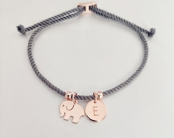 Elephant charm bracelet, initial bracelet,personalised gifts, gifts for her, gift ideas, couples gift, mum gift, friendship bracelet, gift