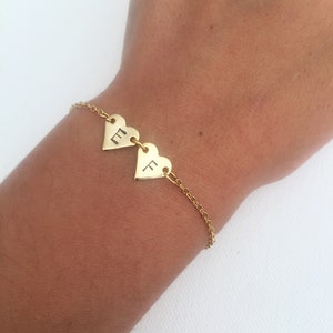 Gold heart bracelet, Silver initial jewellery, Couples gift idea, Christmas gift for her, girl friend jewellery gift, Mum daughter gift