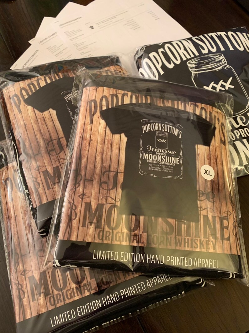 Popcorn Sutton's Original Moonshine Cotton Graphic Tshirt Etsy