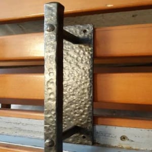 Forged Iron door pull, door handle, hammered finish, blacksmith made