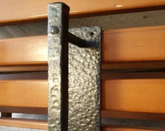 Forged Iron door pull, door handle, hammered finish, blacksmith made