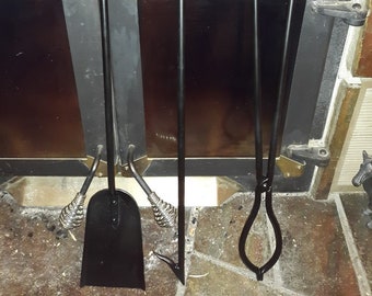 Set of fire implements - tongs, shovel and poker