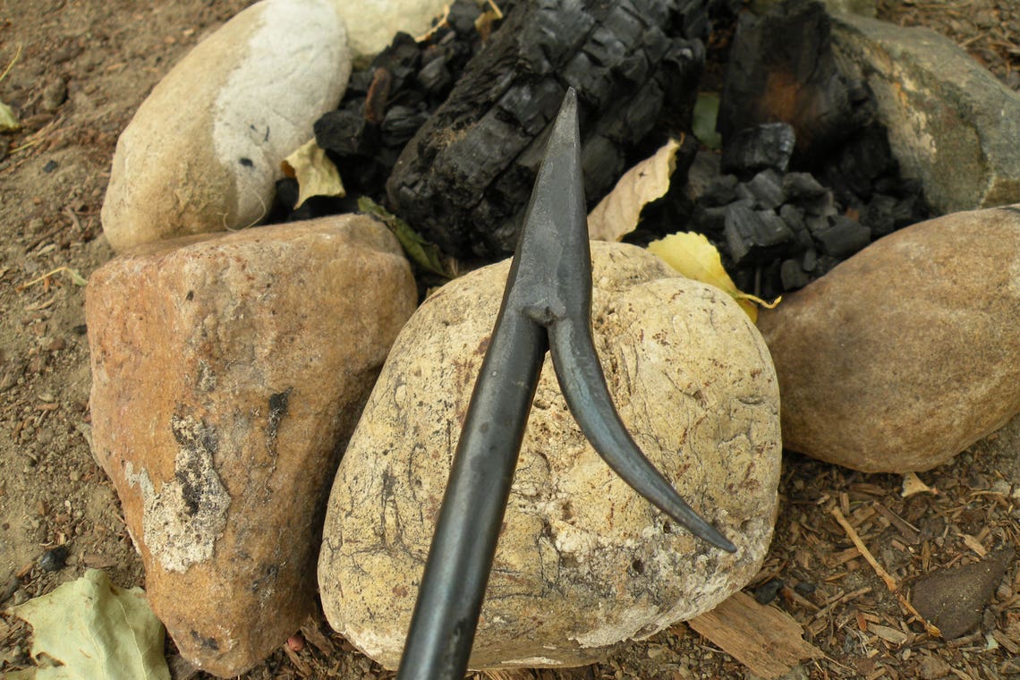 Large Fire Poker for Camp or Bon Fires Blacksmith Made Etsy