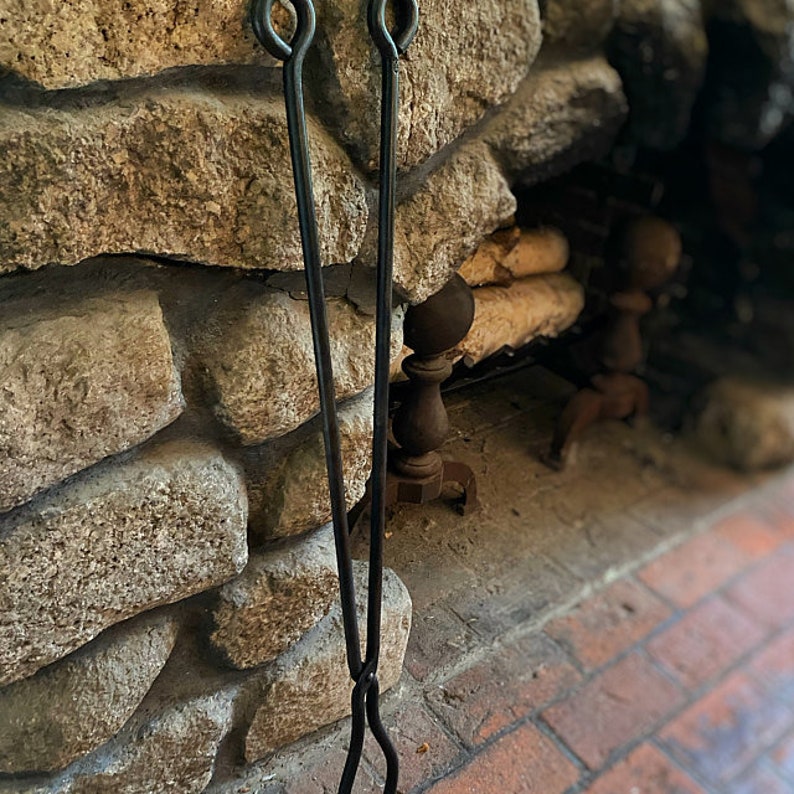 Fireplace Log Tongs Stove Scissors Blacksmith Made Etsy